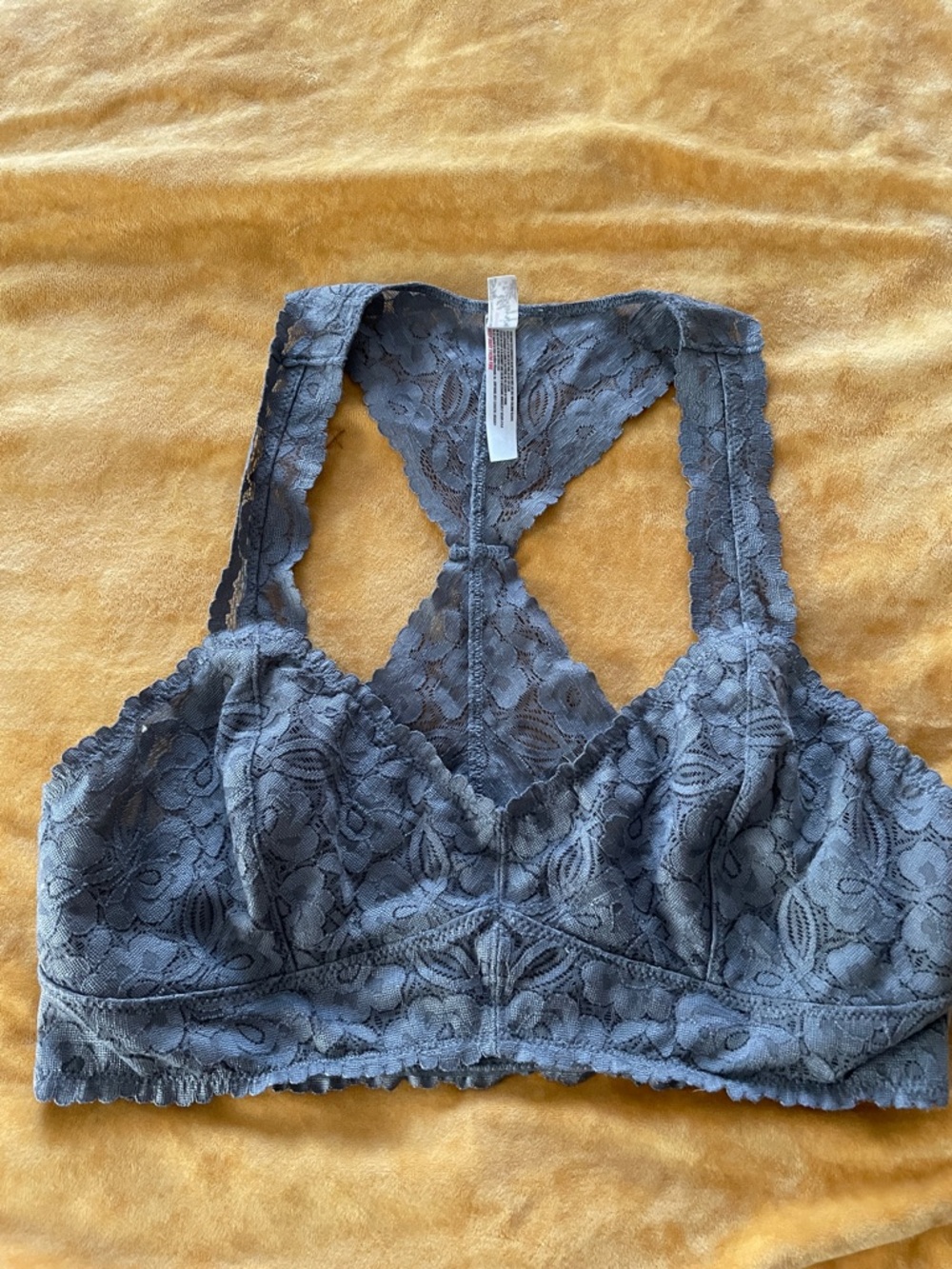 Free People Lace Racerback Bralette in Dusty Blue-Gray